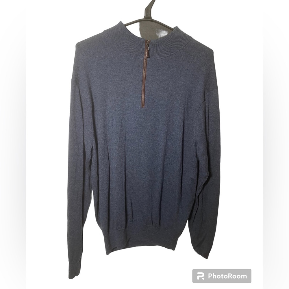 Peter Milar 100% Merino Wool men’s 1/4 zip pullover | XL | Blue